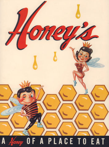 Honey's, North Carolina 1970s Menu Design