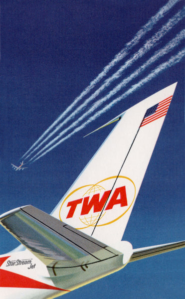 TWA 707 Star Stream Jet, David Klein Menu Art
