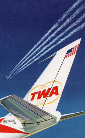 TWA 707 Star Stream Jet, David Klein Menu Art