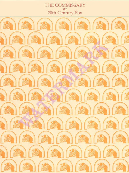 20th Century Fox Commissary, Los Angeles 1980s Menu Design