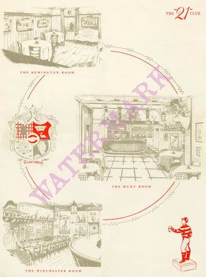 21 Club, New York 1981 Menu Art