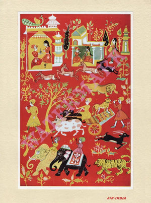Air India In-flight Menu, 1970s Menu art
