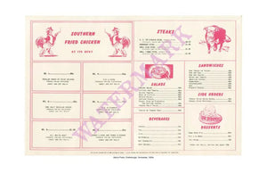 Alamo Plaza, Chattanooga, Tennessee, 1950s Menu
