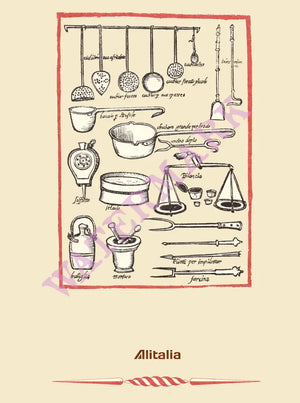 Alitalia First Class Menu Tokyo - Rome 1975 In-flight menu art