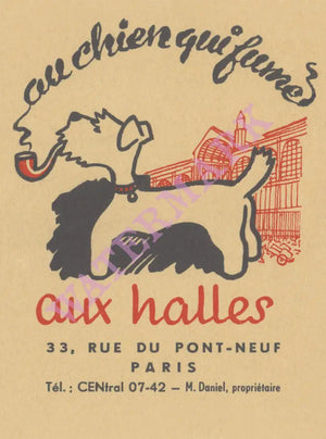 Au Chien Qui Fume, Paris 1950s Menu Art