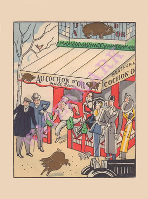 Au Cochon d'Or, Paris 1934 menu art