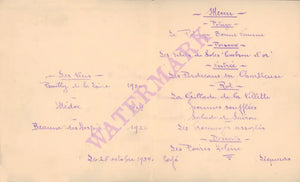 Au Cochon D'Or, Paris 1934 Menu