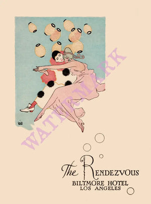Biltmore Hotel Rendezvous, Los Angeles 1937 Menu Art