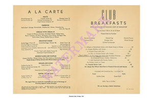 Bismarck Hotel Chicago Breakfast menu 1945