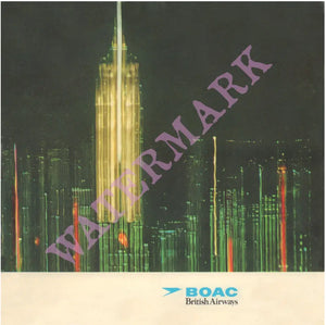 BOAC - British Airways: London - Philadelphia/Detroit 1970s Menu Art