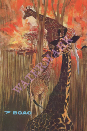 BOAC Monarch Service Hong Kong - Bangkok - Bombay 1967 inflight menu art
