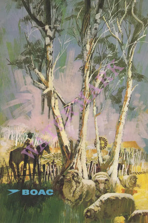 BOAC Monarch Service Karachi - Calcutta, Calcutta Hong Kong 1967 In-flight menu art