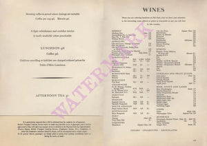 British Rail Cornish Riviera Express Dining Car menu 1958