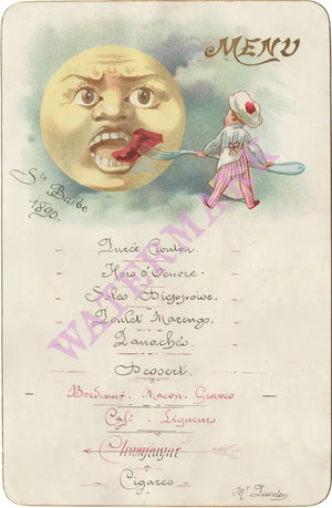 Café Anglais, Paris, 1890 Menu Art