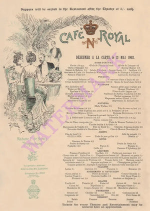 Café Royal, London 1903 Menu Art