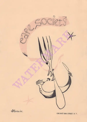 Cafe Society, New York 1943 Menu Art by Anton Refregier