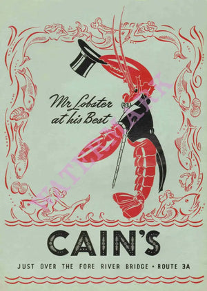 Cain’s North Weymouth MA 1940s Vintage Americana Menus