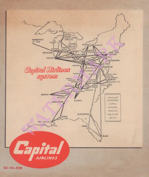 Capital Airlines, 1955 Vickers Viscount Menu Art | Vintage Menu Art