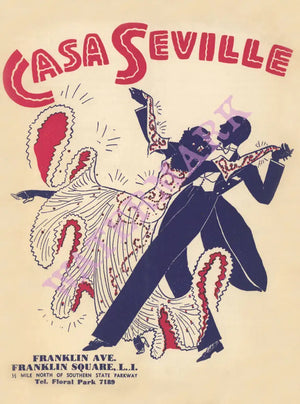 Casa Seville, Long Island 1944 Menu Art