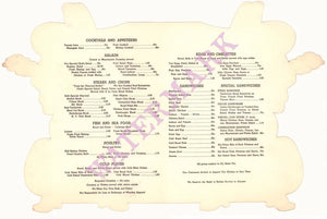 Chez Jay, Estes Park, Colorado 1950s Menu