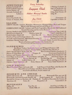 Chi Chi, Palm Springs 1947 - Vintage Menu Art – food menu