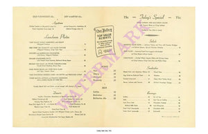 Childs New York 1951 menu