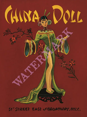 China Doll, New York 1940s Menu Art