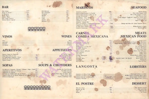 Chocko's & Tere, Veracruz 1970s Menu