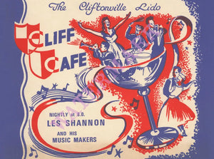 Cliff Cafe, Cliftonville Lido, Margate, England 1950s Menu Art