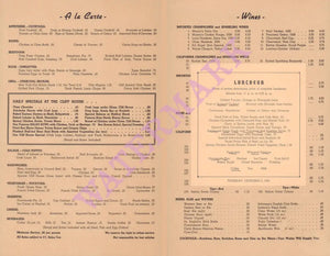 Cliff House, San Francisco, 1940 Menu