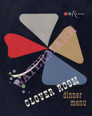 Clover Room, Riviera Hotel & Casino, Las Vegas 1959 Menu Art