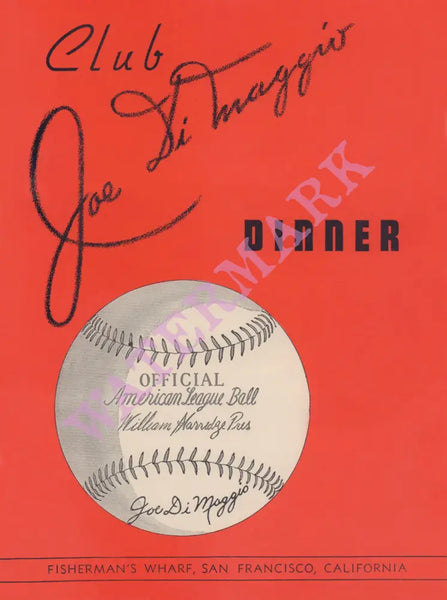 Club Joe di Maggio, San Francisco 1940s Menu Art