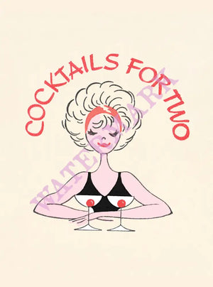 Cocktails for Two 1960s 8.5 X11’’ Archival Print (Unframed) $25.00 Vintage Americana Menus