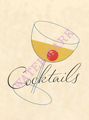 Cocktails Illustration 1930s Menu Art