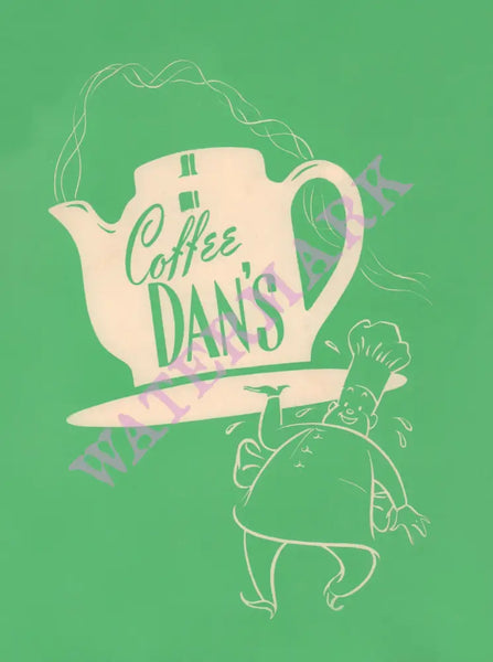 Coffee Dan's, Los Angeles 1950s Menu Art
