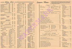 Cotton Club, New York 1930s Wine List & Supper Menu
