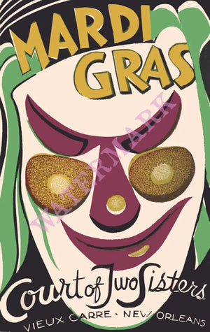 Court of Two Sisters Mardi Gras, New Orleans 1950 Menu Art
