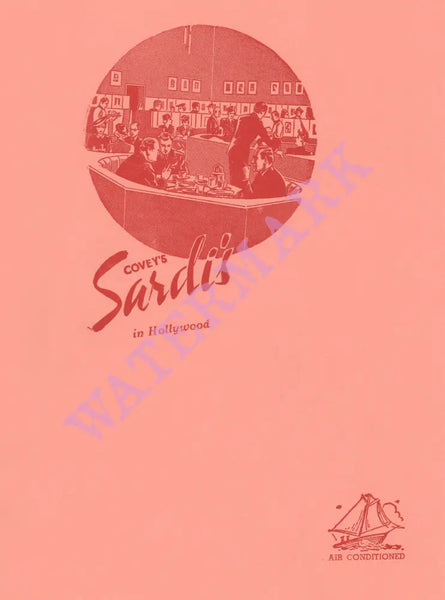 Covey's Sardi's, Hollywood 1941 menu art