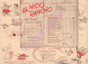 El Nido Ranch, Lafayette 1960s Menu