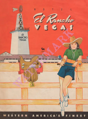 El Rancho, Las Vegas, 1946 Menu Art