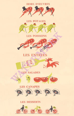 Eve Nightclub Menu Characters. London 1960s