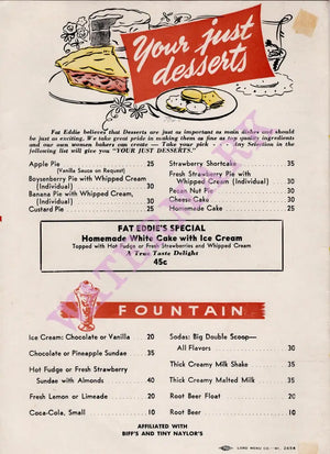 Fat Eddie’s Los Angeles 1950s Posters Prints & Visual Artwork