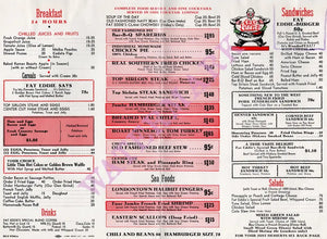 Fat Eddie's, Los Angeles 1950s Menu