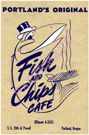 Fish and Chips Cafe. Portland 1950s