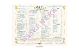Frascati, London, 1913 Vintage Menu