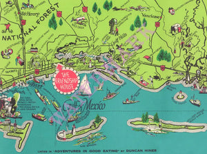 Friendship House, Biloxi 1960 Gulf Map Menu art