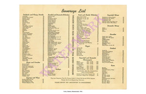 Frolics, Salisbury, MA. 1950s Menu Interior