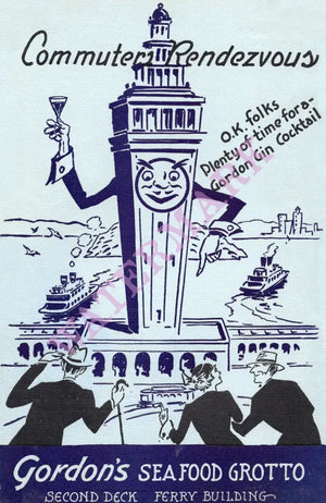 Gordon's Sea Food Grotto, San Francisco 1938 Menu Art