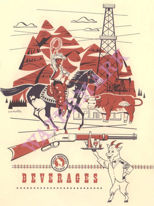 Great Northern Railway Beverages, 1960s Menu Art