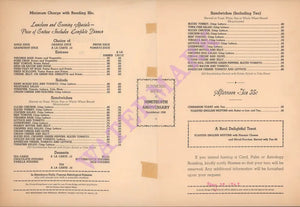 Gypsy Tea Kettle, New York 1949 Menu